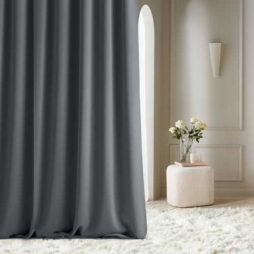 ROOM99 Vorhang mit Kräuselband Aura 180 x 260 cm Breite x Höhe Schiebegardinen Modern Curtain Wohnzimmer Schlafzimmer Dunkelgrau, 1 Stück von ROOM99