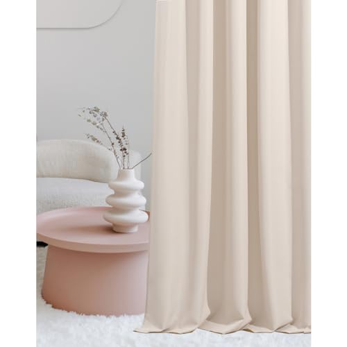 ROOM99 Vorhang mit Kräuselband Laurel 140 x 250 cm Breite x Höhe Verdunkelung Blickdicht Schiebegardinen Curtain Gardine Wohnzimmer Schlafzimmer für Schinensystem Creme von ROOM99