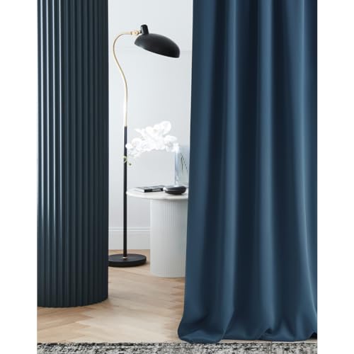 ROOM99 Vorhang mit Kräuselband Laurel 140 x 250 cm Breite x Höhe Verdunkelung Blickdicht Schiebegardinen Curtain Gardine Wohnzimmer Schlafzimmer für Schinensystem Dunkelblau von ROOM99