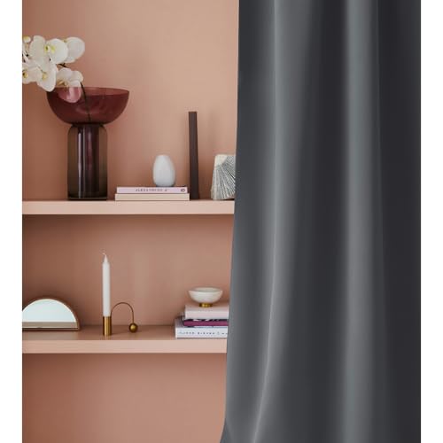 ROOM99 Vorhang mit Kräuselband Laurel 140 x 250 cm Breite x Höhe Verdunkelung Blickdicht Schiebegardinen Curtain Wohnzimmer Schlafzimmer für Schinensystem Dunkelgrau, 1 Stück von ROOM99