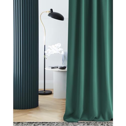 ROOM99 Vorhang mit Kräuselband Laurel 140 x 250 cm Breite x Höhe Verdunkelung Blickdicht Schiebegardinen Curtain Gardine Wohnzimmer Schlafzimmer für Schinensystem Dunkelgrün von ROOM99