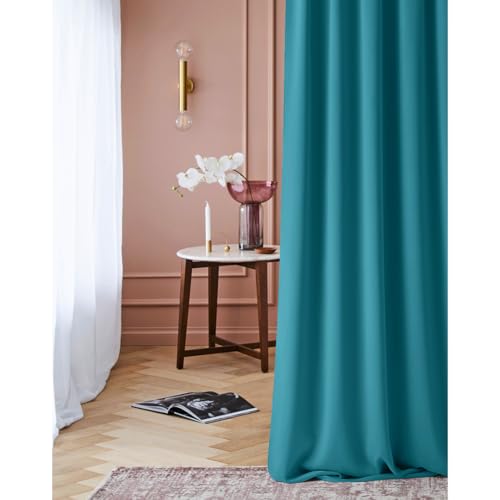 ROOM99 Vorhang mit Kräuselband Laurel 140 x 250 cm Breite x Höhe Verdunkelung Blickdicht Schiebegardinen Curtain Gardine Wohnzimmer Schlafzimmer für Schinensystem Türkis von ROOM99