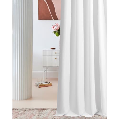 ROOM99 Vorhang mit Kräuselband Laurel 140 x 250 cm Breite x Höhe Verdunkelung Blickdicht Schiebegardinen Curtain Gardine Wohnzimmer Schlafzimmer für Schinensystem Weiß von ROOM99