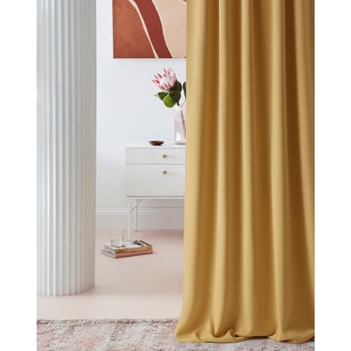 ROOM99 Vorhang mit Kräuselband Laurel 140 x 260 cm Breite x Höhe Verdunkelung Blickdicht Schiebegardinen Curtain Wohnzimmer Schlafzimmer für Schinensystem Senf, 1 Stück ROOM99 Vorhang mit Kräuselband Laurel 140 x 260 cm Breite x Höhe Verdunkelung Blickdicht Schiebegardinen Curtain Wohnzimmer Schlafzimmer für Schinensystem Senf, 1 Stück von ROOM99