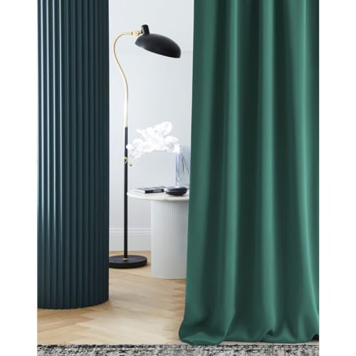 ROOM99 Vorhang mit Kräuselband Laurel 140 x 280 cm Breite x Höhe Verdunkelung Blickdicht Schiebegardinen Curtain Gardine Wohnzimmer Schlafzimmer für Schinensystem Dunkelgrün von ROOM99