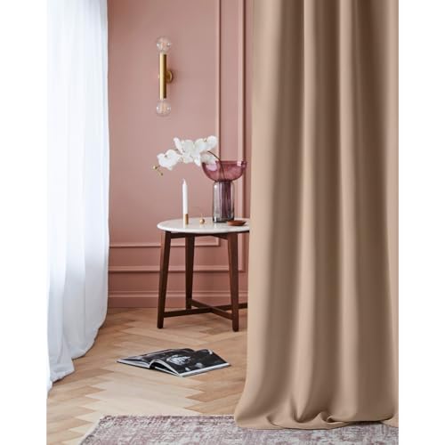 ROOM99 Vorhang mit Ösen Laurel 140 x 250 cm Breite x Höhe Verdunkelung Blickdicht Schiebegardinen Curtain Wohnzimmer Schlafzimmer Beige, 1 Stück von ROOM99