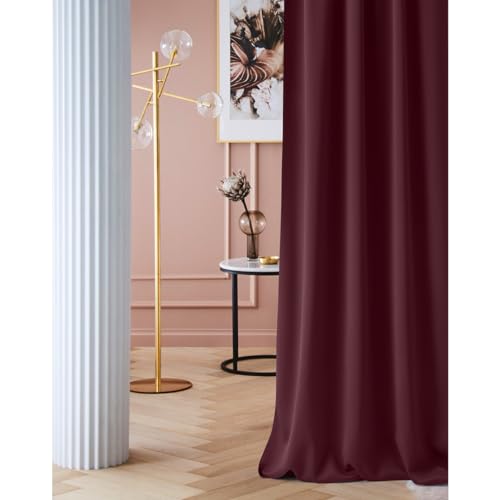 ROOM99 Vorhang mit Ösen Laurel 140 x 250 cm Breite x Höhe Verdunkelung Blickdicht Schiebegardinen Curtain Gardine Wohnzimmer Schlafzimmer Dunkelrot von ROOM99