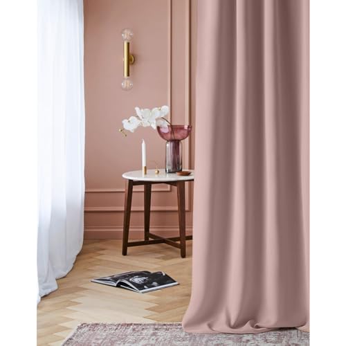 ROOM99 Vorhang mit Ösen Laurel 140 x 250 cm Breite x Höhe Verdunkelung Blickdicht Schiebegardinen Curtain Wohnzimmer Schlafzimmer Puderrosa, 1 Stück von ROOM99