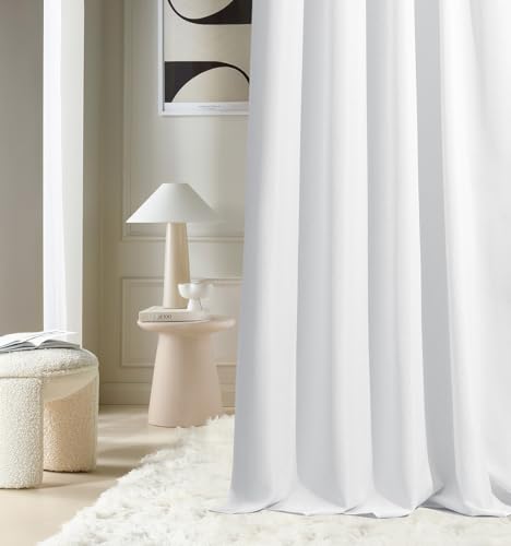 ROOM99 Vorhang mit Silberen Ösen Aura 140 x 250 cm Breite x Höhe Schiebegardinen Modern Curtain Wohnzimmer Schlafzimmer Weiß, 1 Stück von ROOM99