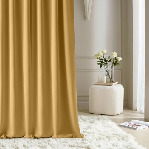 ROOM99 Vorhang mit Silberen Ösen Aura 140 x 260 cm Breite x Höhe Schiebegardinen Modern Curtain Wohnzimmer Schlafzimmer Senf, 1 Stück von ROOM99