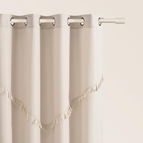 ROOM99 Vorhang mit Silberen Ösen Chloe 140 x 280 cm Breite x Höhe Schiebegardinen Modern Curtain Wohnzimmer Schlafzimmer Hellbeige, 1 Stück von ROOM99