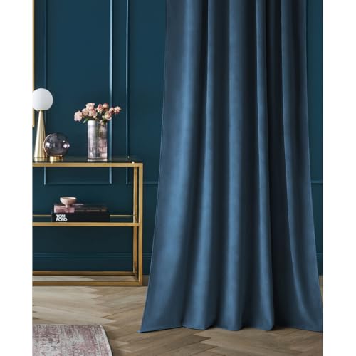 ROOM99 Samtvorhang Vorhang mit goldenen Ösen Charmy 140 x 260 cm Breite x Höhe Schiebegardinen Curtain Wohnzimmer Schlafzimmer Samt Velours Dunkelblau, 1 Stück ROOM99 Samtvorhang Vorhang mit goldenen Ösen Charmy 140 x 260 cm Breite x Höhe Schiebegardinen Curtain Wohnzimmer Schlafzimmer Samt Velours Dunkelblau, 1 Stück von ROOM99