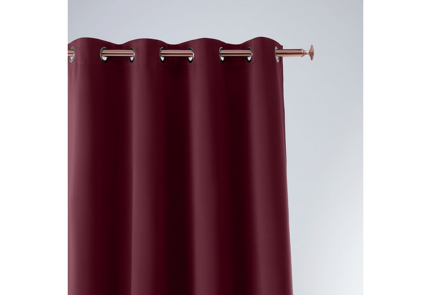 Vorhang Vorhang AURA Ösen Bordeaux 140x250cm (2 Stück), ROOM99, Ösen, Elegant, Silber Ösen von ROOM99
