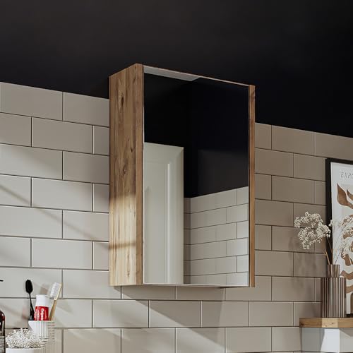 ROOMART Badmöbel-Set • Punto • Unterschrank mit Waschbecken • Badezimmermöbel • Gäste-WC (Anthrazit-Eiche, Spiegelschrank) von ROOMART
