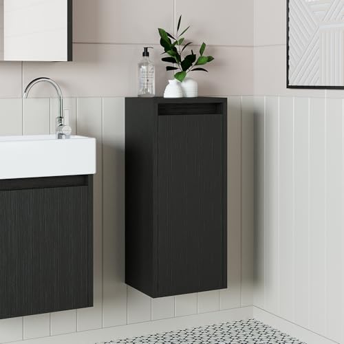 ROOMART Badmöbelset 50cm Unterschrank mit Waschbecken Badezimmer Möbel Gäste WC (Seitenschrank, schwarz) von ROOMART