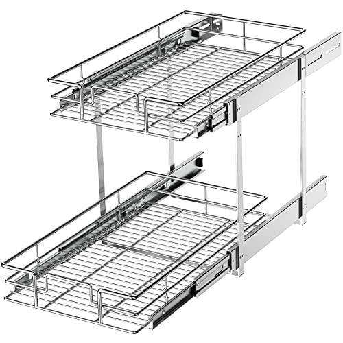 ROOMTEC Ausziehbarer Schrank-Organizer mit 2 Ebenen, 27,9 x 53,3 cm (B x T), ausziehbare Küchenschrank-Aufbewahrung, Schieberegale von ROOMTEC