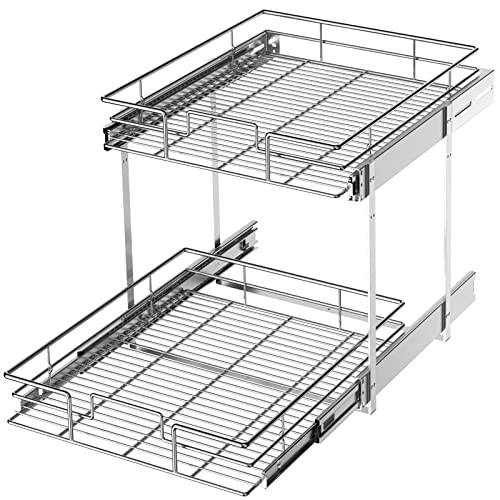 ROOMTEC Ausziehbarer Schrank-Organizer mit 2 Ebenen, 43,2 x 53,3 cm (B x T), ausziehbarer Küchenschrank, Aufbewahrung, Schieberegale von ROOMTEC