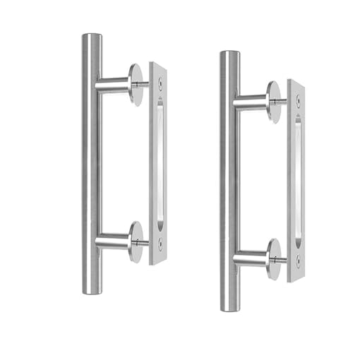 ROOMTEC Robustes 25,4 cm großes rustikales zweiseitiges Design für Tore, Garagen, Schuppen, Möbel, massives Stahlmaterial, rund, Edelstahl (2 Stück) von ROOMTEC