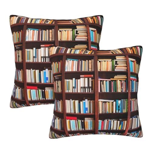 Bedruckte Kissenbezüge mit Büchern, 2er-Set, moderne Kissenbezüge, Heimdekoration, Kissenbezüge 40 x 40 cm, für Couch, Schlafzimmer, Sofa, Bett, Auto Bedruckte Kissenbezüge mit Büchern, 2er-Set, moderne Kissenbezüge, Heimdekoration, Kissenbezüge 40 x 40 cm, für Couch, Schlafzimmer, Sofa, Bett, Auto von ROOZEE