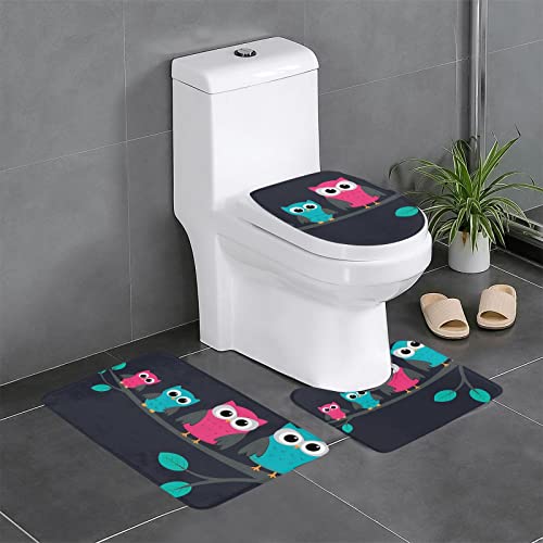ROOZEE Niedliche Eulen Flanell rutschfeste Badezimmermatten-Sets 3 Stück - Dekoratives Badematten-Set, Badezimmerteppich + U-förmige Kontur Toilettenmatte + O-förmiger Toilettensitzbezug ROOZEE Niedliche Eulen Flanell rutschfeste Badezimmermatten-Sets 3 Stück - Dekoratives Badematten-Set, Badezimmerteppich + U-förmige Kontur Toilettenmatte + O-förmiger Toilettensitzbezug von ROOZEE
