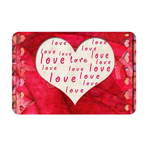ROOZEE Red Hearts Love Flanell-Fußmatte, rutschfest, 60 x 40 cm, leicht zu reinigen und zu pflegen, langlebig, dick und bequem von ROOZEE