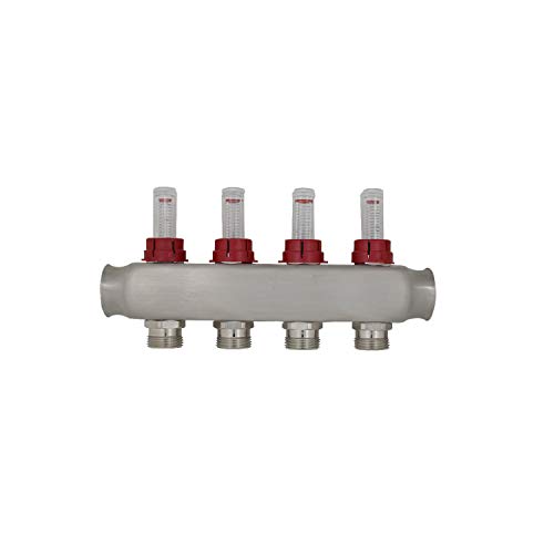 Heizkreisverteiler 2 3 4 5 6 7 8 9 10 11 12 heizkreise mit durchflussmesser durchflussanzeiger fußbodenheizung topmeter für Mehrschichtverbundrohr verteiler (4 heizkreise) von ROOwarMer