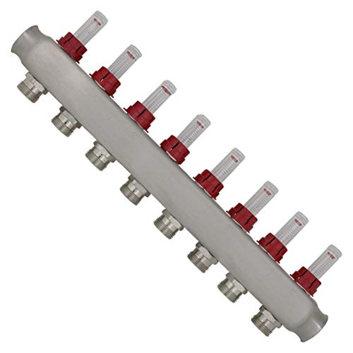 Heizkreisverteiler 2 3 4 5 6 7 8 9 10 11 12 heizkreise mit durchflussmesser durchflussanzeiger fußbodenheizung topmeter für Mehrschichtverbundrohr verteiler (8 heizkreise) von ROOwarMer