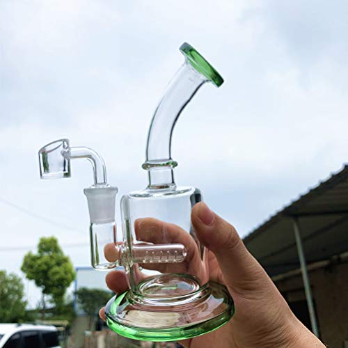 6 Zoll Mini Oil Dab Rigs Inline Perc Dickglas Bong 14mm Joint Wasserrohr Mit Quarz Banger (Grün) von RORA