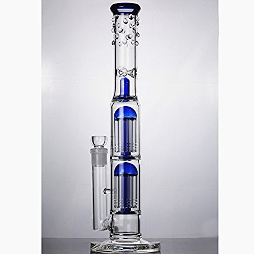 Glas Bong Double Tree Kuppel Kaffeemaschine Rohr 18mm Schüssel Wasserleitung Höhe 40cm (Blau) von RORA