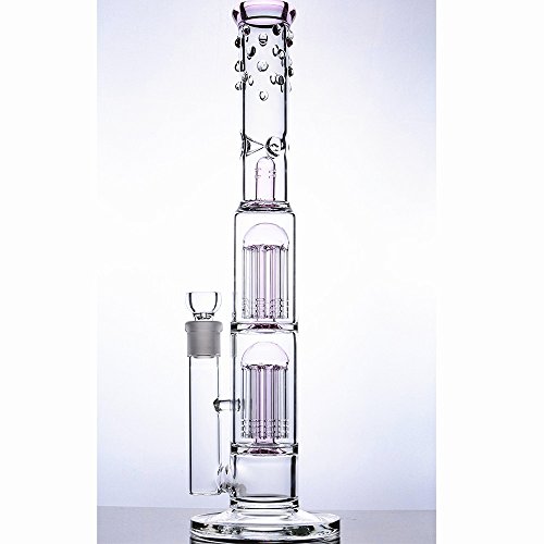 Glas Bong Double Tree Kuppel Kaffeemaschine Rohr 18mm Schüssel Wasserleitung Höhe 40cm (Rosa) von RORA