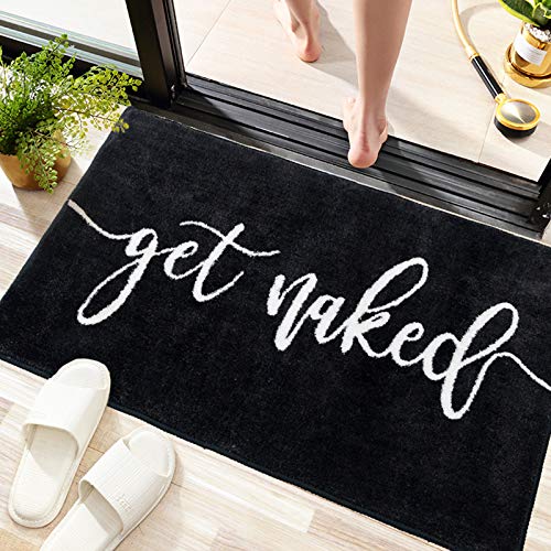 R RORA Get Naked Badematte, schwarz, Badezimmerteppiche für Badewanne, lustige Badezimmerdekoration, niedlich, wasserabsorbierend, rutschfest, Badematte (81,3 x 50,8 cm, schwarz) von RORA