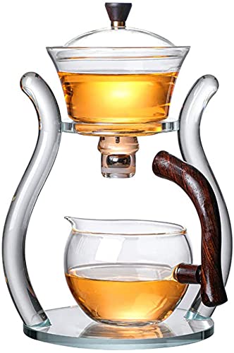 RORA Glas-Teekannen-Set, automatisches Lazy Teeset, magnetisch, drehbar, Kungfu, hitzebeständig, Teekannenanzug mit 6 Teetassen (Teekanne) von RORA