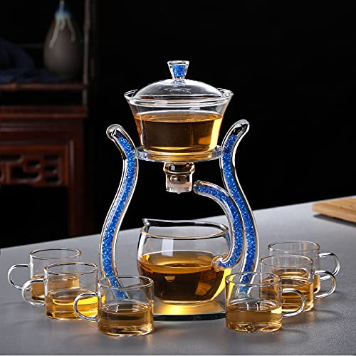 RORA Lazy Kungfu Glas-Teeservice, halbautomatisch, tropfenförmig, mit Teesieb, Glas-Teekannen-Set (6 Tassen) von RORA