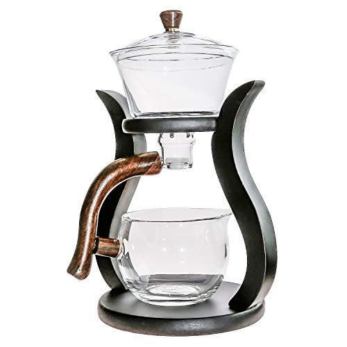 RORA Lazy Kungfu Glas-Teeset, magnetischer Wasserdurchlauf, Teekanne mit drehbarer Abdeckung, halbautomatisch, Glaskanne von RORA