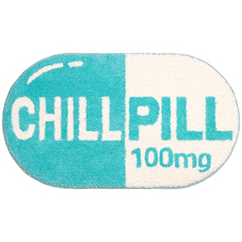 RORA Lustige Chill Pill Badematte klein blau Badezimmer Teppiche adretten Badezimmer Dekor ästhetisch Badteppich rutschfest waschbar wasserabsorbierend von RORA