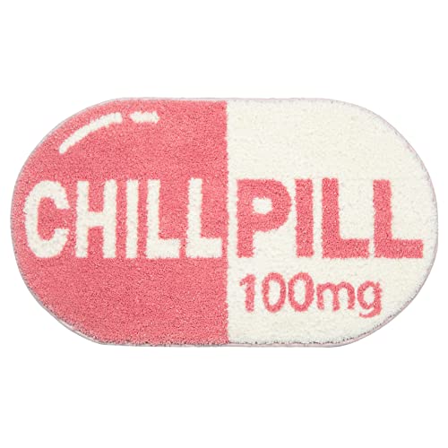 RORA Lustige Chill Pill Badematte klein rosa Badezimmer Teppiche adretten Badezimmer Dekor ästhetischer Badteppich rutschfest waschbar wasserabsorbierend von RORA
