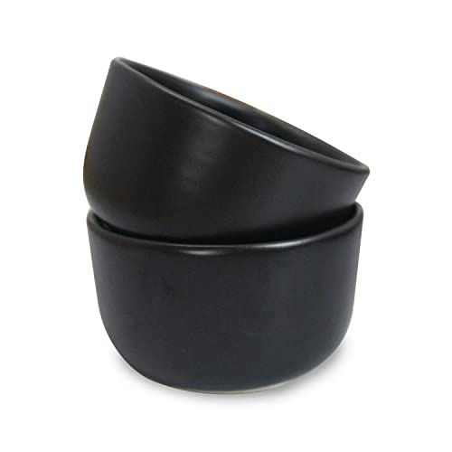 roro Handgefertigte Suppenschalen aus Keramik, Steingut, mattschwarz, für Obstsalat und Miso, 473 ml (11,4 cm breite Schüssel), 2 Stück von roro
