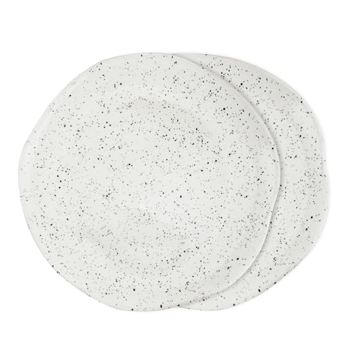 roro Salatteller, Keramik, 17,8 cm, gepunktet, weiß gesprenkelt, mit schwarzen Vorspeisenschalen, 2 Stück von RORO