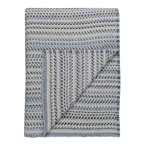 RØROS TWEED - Juli - Wolldecke aus norwegischer Lammwolle - Design von Anderssen & Voll - Deckenmaße: 150 x 200 cm (6351 Blues, 150 x 200 cm) von RØROS TWEED