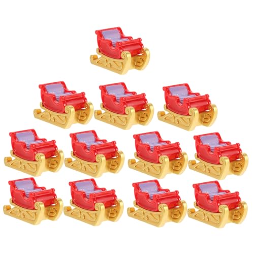 RORPOIR 12 Stück Teiliges Mini-Schlitten Resin Niedliche Weihnachtsdeko Figur Leichte Tischdekoration Detailreiche Miniatur für DIY Landschaft Garten und Puppenhaus von RORPOIR