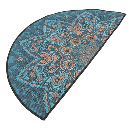 RORPOIR 1stück Halbrunde Bohemian Fußmatte Ethnisches Design Für Eingangsbereich Wohnzimmer Und Badezimmer rutschfest Waschbar Dekorativer Teppich Mit Mandala-Muster von RORPOIR