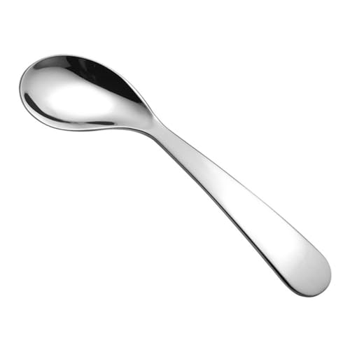 RORPOIR 2 Stück Lernlöffel aus Edelstahl Gebogenes Design zur Schonung Des Handgelenks Sicher mit Glatten Kanten für Selbstständiges Essen und Fütterung von Kleinkindern von RORPOIR