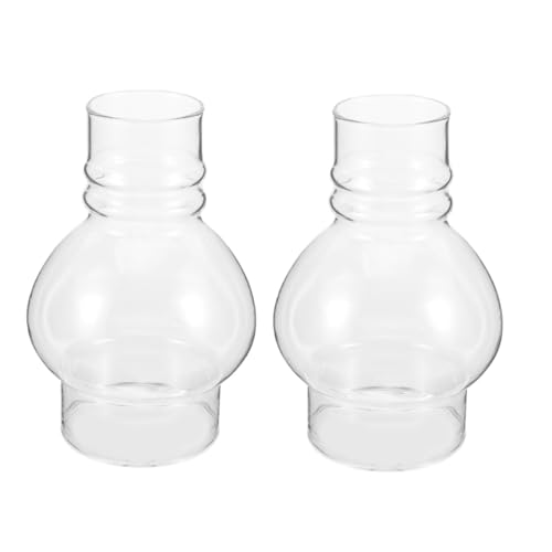 RORPOIR 2 Stück Rundes Glas Öllampen Schirm Ersatz Lampenschirm Hitzebeständig Dekorativ für Petroleumlampe Vintage Stil Wohnraumbeleuchtung von RORPOIR