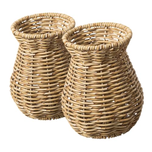 RORPOIR 2 Stück Teiliges Handgewebtes Kunststoff Rattan Blumenvasen Rustikaler Landhausstil Bruchsicher Vielseitig als Dekorative Blumengefäße für Wohnzimmer Schlafzimmer Tisch und Regal RORPOIR 2 Stück Teiliges Handgewebtes Kunststoff Rattan Blumenvasen Rustikaler Landhausstil Bruchsicher Vielseitig als Dekorative Blumengefäße für Wohnzimmer Schlafzimmer Tisch und Regal von RORPOIR