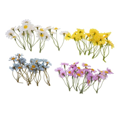 RORPOIR 20 Stück Teiliges Künstliches Margeriten Stielen Realistisch Gestaltete Mini deko Blumen in Weiß Gelb Blau und Künstlicher Blumenstrauß für Garten Puppenhaus und Vase von RORPOIR