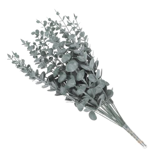 RORPOIR 25 Stück Simulierte Eukalyptusblätter falsches Blumenarrangement Strauß grüner Stängel Vase Greenery Füllstoff Kunst-Eukalyptus-Dekor Vasendekorfüller Pflanzendekorationen Plastik von RORPOIR