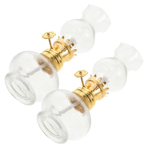 RORPOIR 2Stücke Kleine Vintage Glas Öllampe Set Kerosinlampe für Innenräume Dekorative Tischlampe mit Verstellbarem Docht ca Rustikale Atmosphäre für Wohnzimmer und Schlafzimmer von RORPOIR