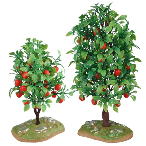 RORPOIR 2Stücke Mini Apfelbaum Modelle Künstliche Obstbaum Dekoration für Modelllandschaften Dioramen und Miniaturszenen Realistische Simulation mit Details von RORPOIR