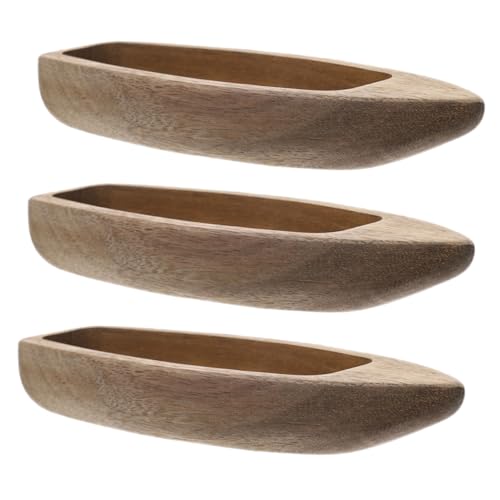 RORPOIR 3stücke Miniaturboot Aus Holz Unfertiges Holzboot-kanu-bastelspielzeug Mikro-landschafts-kanu-Modell Für Dekoration des Zu Hause Für DIY-projekte von RORPOIR