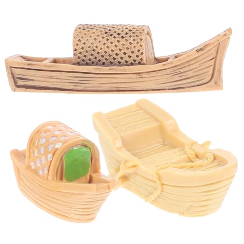 RORPOIR 3 Stück Miniatur Vintage Boot Modell Resin Deko für Puppenhaus Landschaft Gartendeko Strand Sandkasten Ornament Langlebig und Fein gearbeitet als Geschenk und Wohnaccessoire von RORPOIR